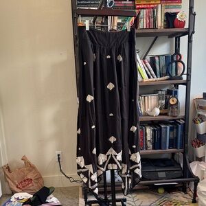 Anthropologie Black and White Patterned Midi Skirt